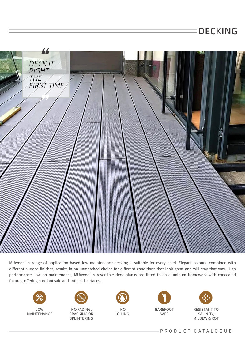 Extruded WPC Decking Floor Anti Slip WPC Decking Tiles Waterproof Flooring