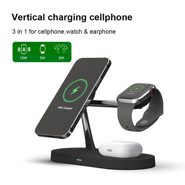 5 In 1 15W Qi Fast Holder Wireless Charging Stand For IPhone Apple Watch Charging Dock Station