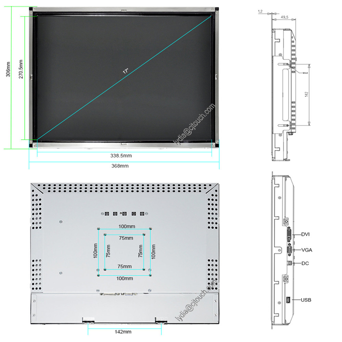 Sunlight Readable Infrared Touch Screen , Vandalproof Open Frame LCD Monitor