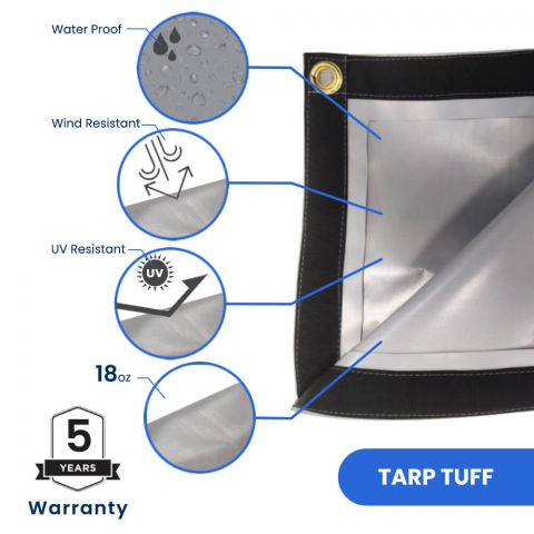 Custom Made PVC Vinyl Tarpaulin High Frequency Welding 580gsm With Eyelet And Ties
