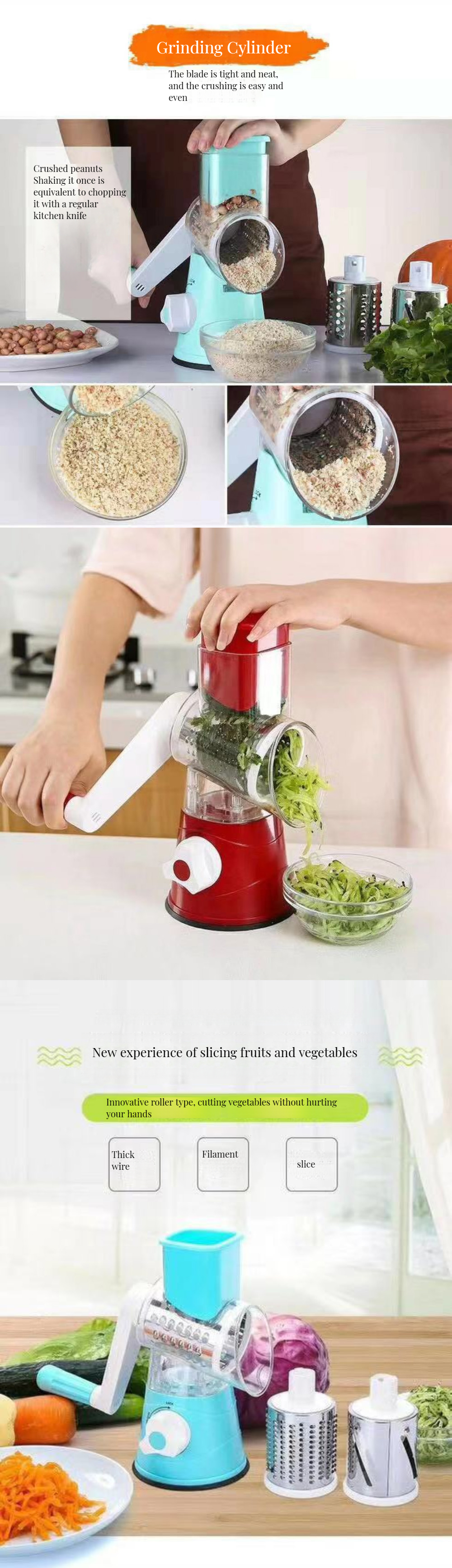 Pineapple Slicer and Hand Vegetable Slicer 3-in-1 Rotary Shaver for Vegetable Cutting