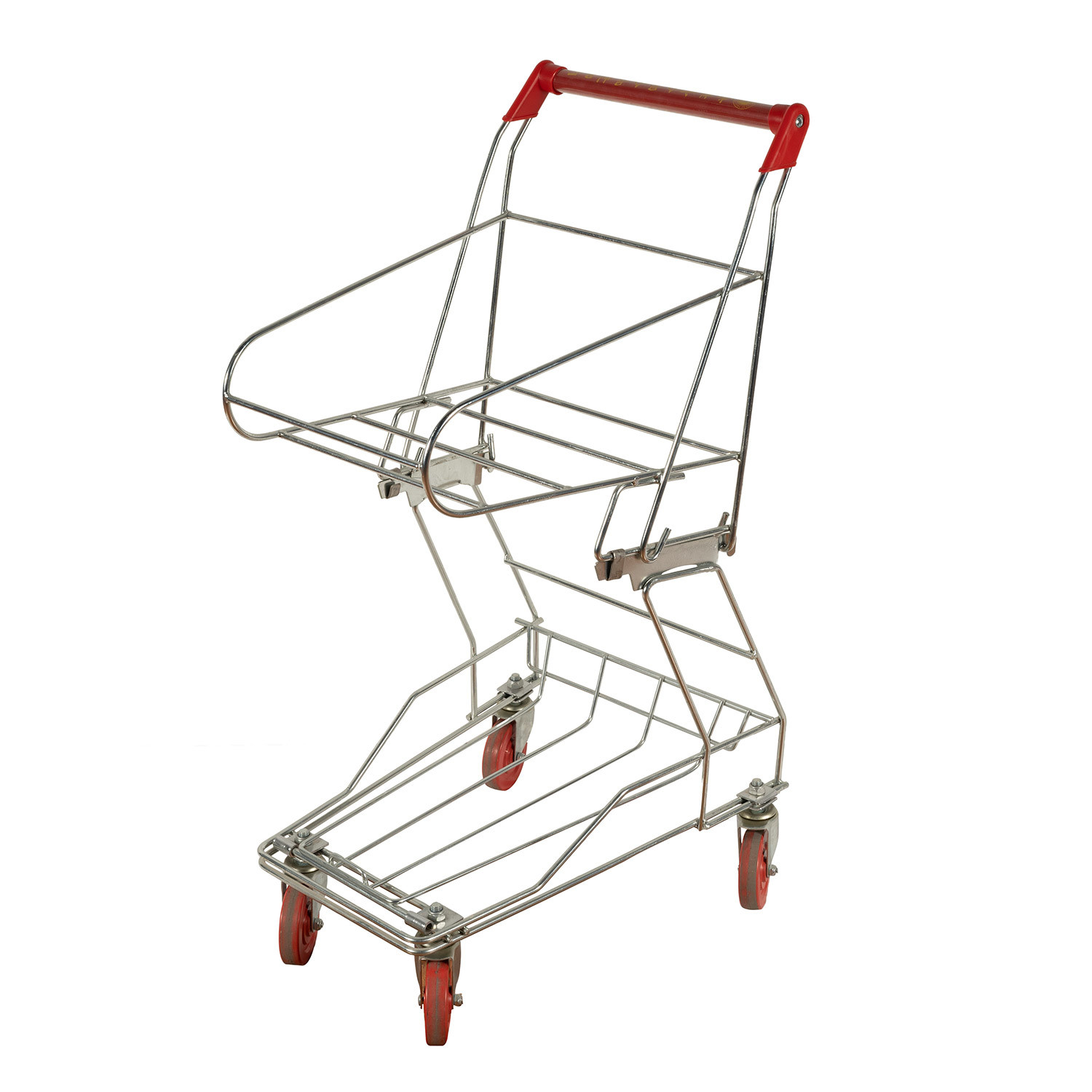 Zinc Hand Push 4 Wheels Shopping Basket Trolley Powder Coating With Printing Logo