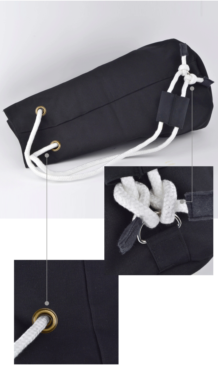 Large Capacity Canvas Sport Drawstring Bag Black Color 30 . 5 * 17 * 46CM