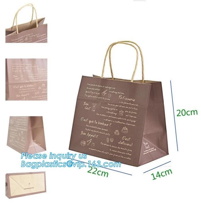 Custom Printed Accept Wholesale Stock White Brown Kraft Paper Shopping Bag With Handle No Minimum, carrier handle bags