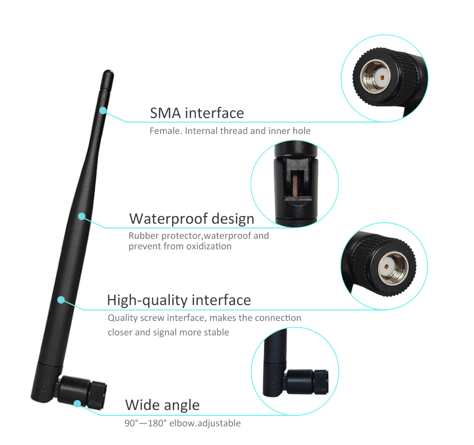 Omni Directional Wireless WAN Repeater 9dBi 2.4GHz 5GHz Dual Band WiFi Rubber Duck Antenna