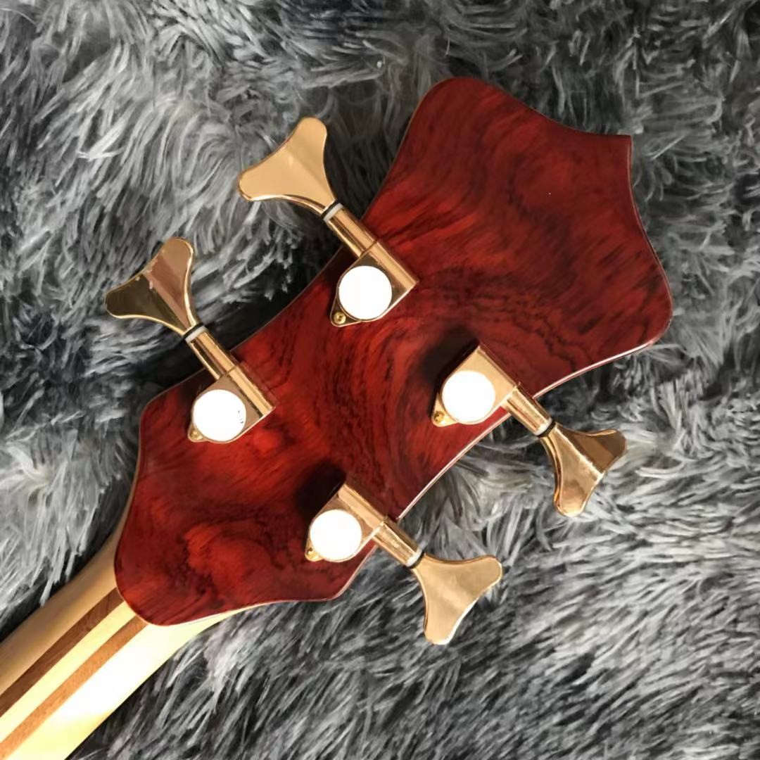 Custom Grand ALEM Mark King Deluxe Custom 4 Strings Neck Through Body Cut Bottom Heart WALNUT Guitar Bass