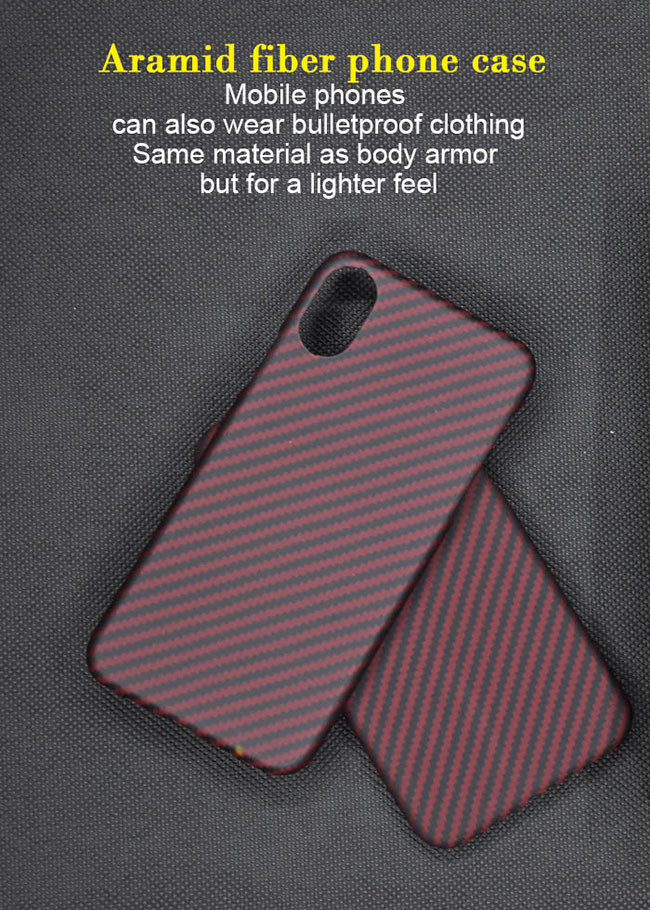 Red Color Twill Style Real Aramid Fiber Phone Case For iPhone X