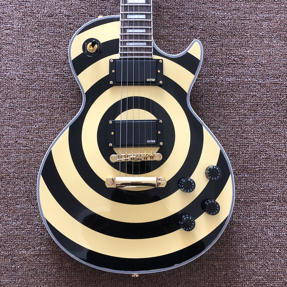 Custom Grand LP Style Electric Guitar with Golden Hardware EMG Pickups Zakk Type Mahogany Body