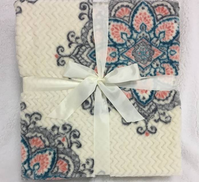 Jacquard Style Flannel Bed Blanket , 3D Printed Sherpa Throw Blanket NO Shrink