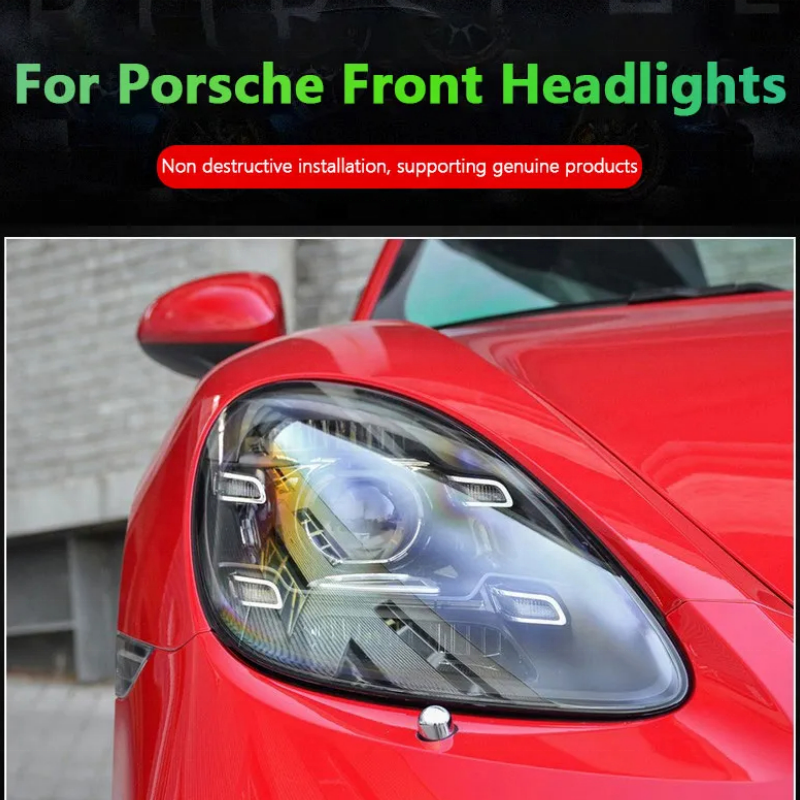 For Porsche 718 Cayman Front Car Matrix Headlight Modification Upgrade Led Kaman Headlights Pdls
