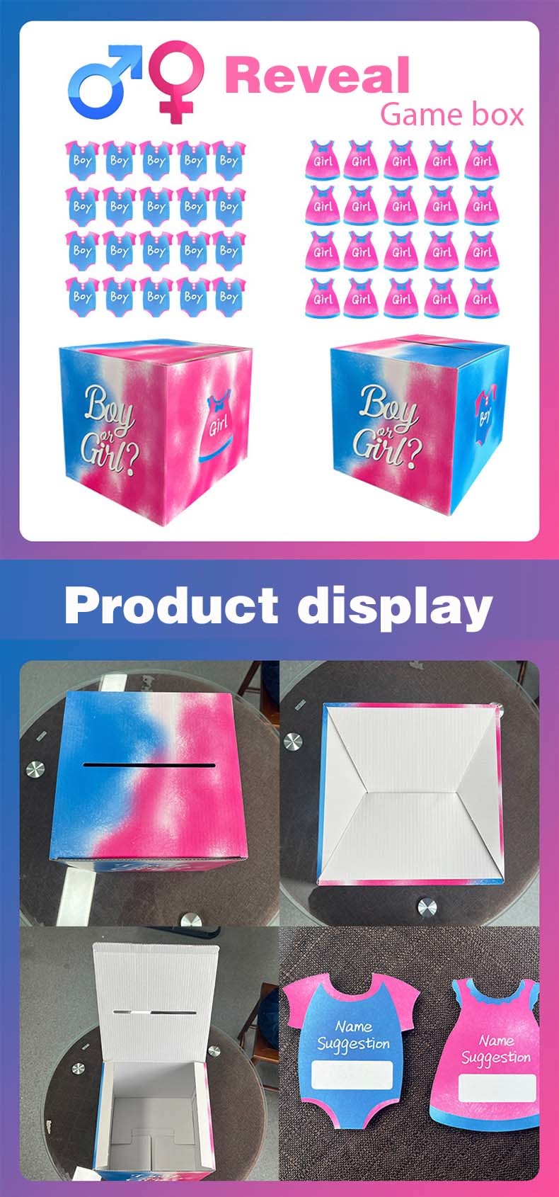 Wholesale Boy&Girl Gender Reveal Voting Boxes With Voting Gift Card For Baby Shower Party Decoration Supplies