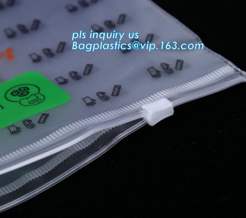 vinyl slider Zip lockk PVC bag packaging, EVA Beauty Makeup Standup Pouch Bags With Slider Zipper, Pencil Case Packaging B