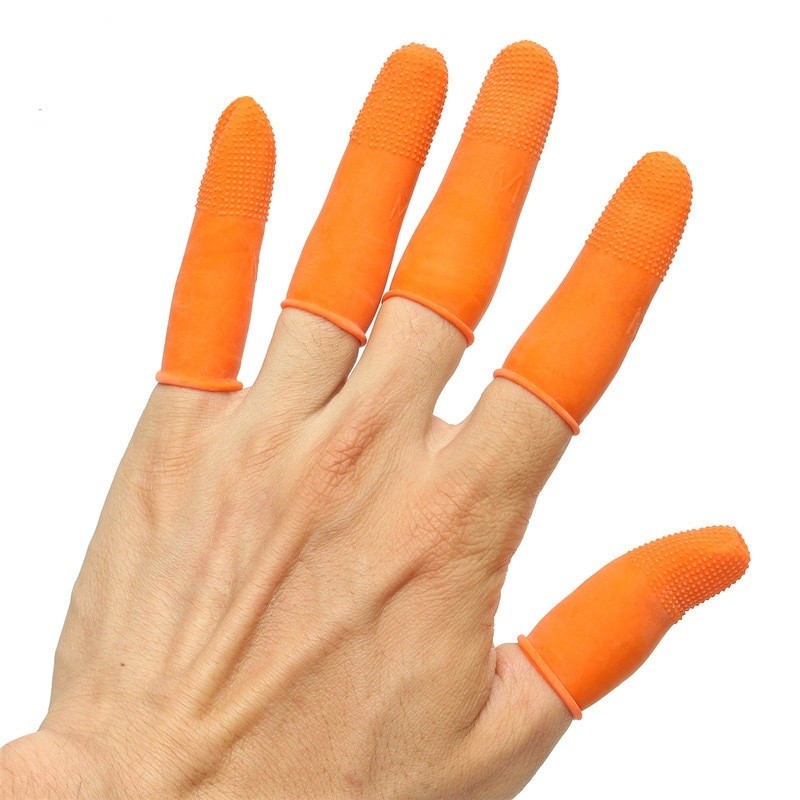 Orange Anit Slip ESD Cleanroom Finger Cots 65mm Latex Powder Free