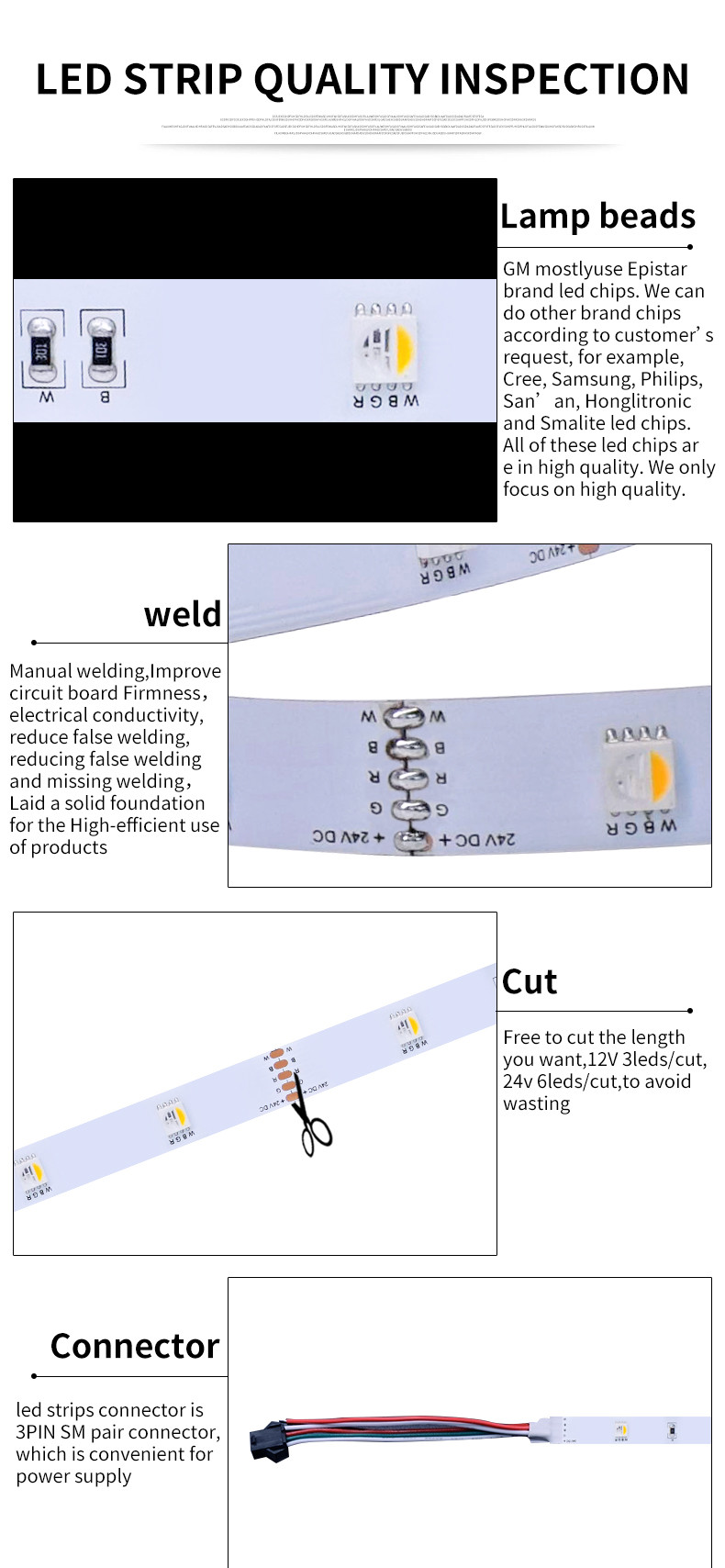 Aluminum 390-400lm 60leds/M 14.4W SMD LED Strip Light