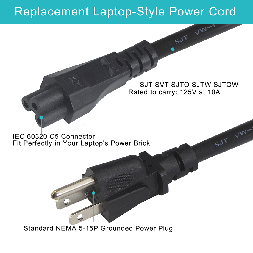 Nema 515P To IEC C5 Kettle Plug Rice Cooker Power Cord 3Pin Retractable
