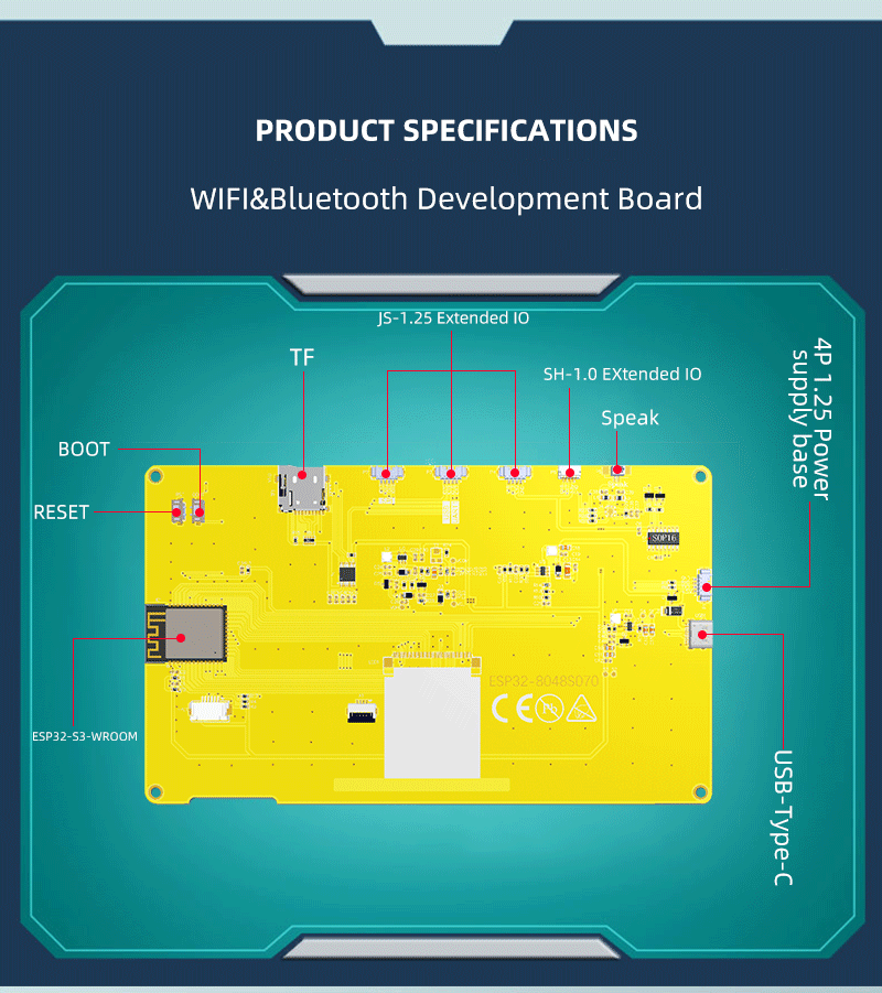 800x480 7 Inch Capacitive Touch Screen ESP32-S3 8M PSRAM Lcd Module Tft