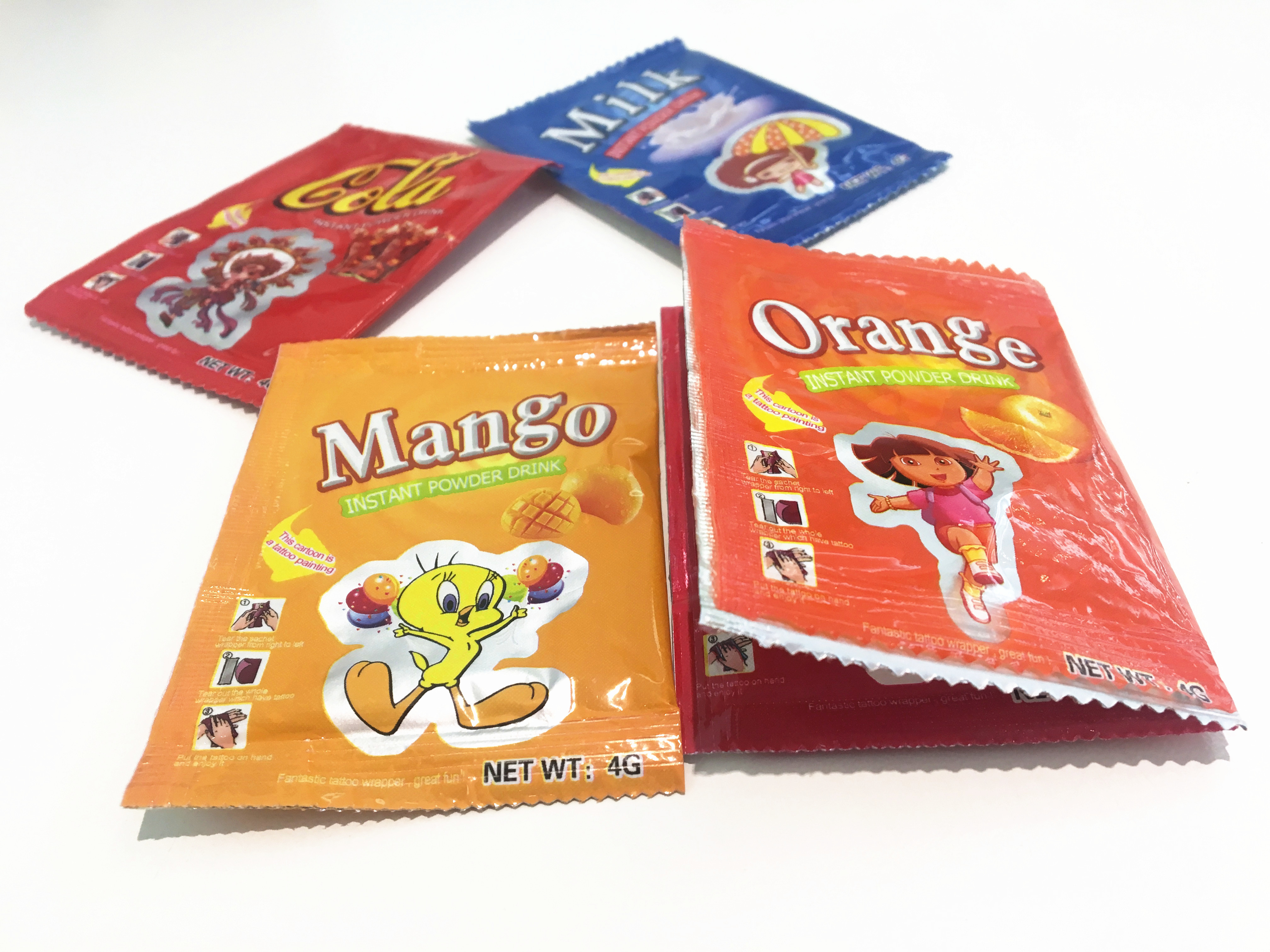 4g Instant Drink Powder with Cartoon Tattoo / Multi Fruit Flavor Instant Juice