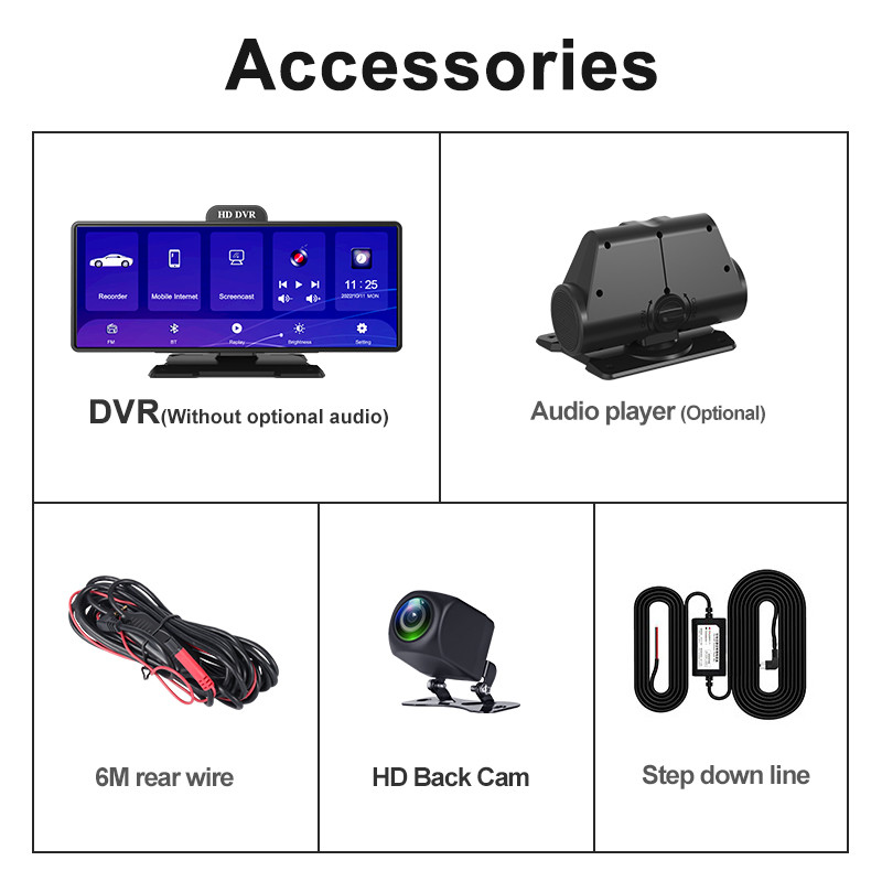 4K Android Auto ADAS WiFi Dash Cam AUX FM GPS 10.26" Car DVR CarPlay