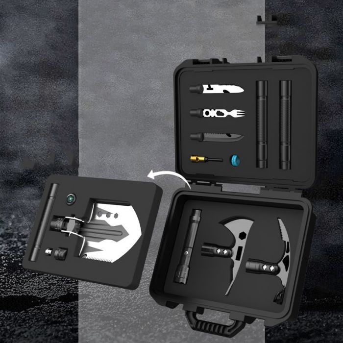 Adventure Camping Tool Kit , Survival Shovel Tool Kit With Tactical Axe