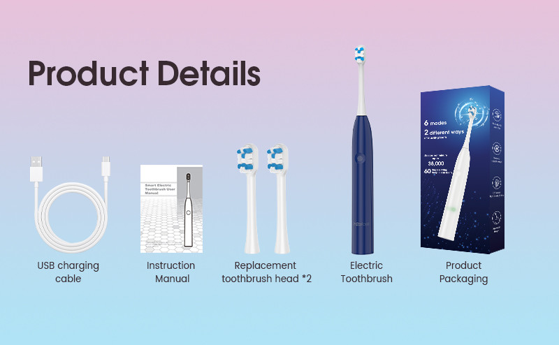 Professional Oral Health Electric Toothbrush DuPont Soft Bristled Brush Smart Vibrator Sonic Electric Toothbrush
