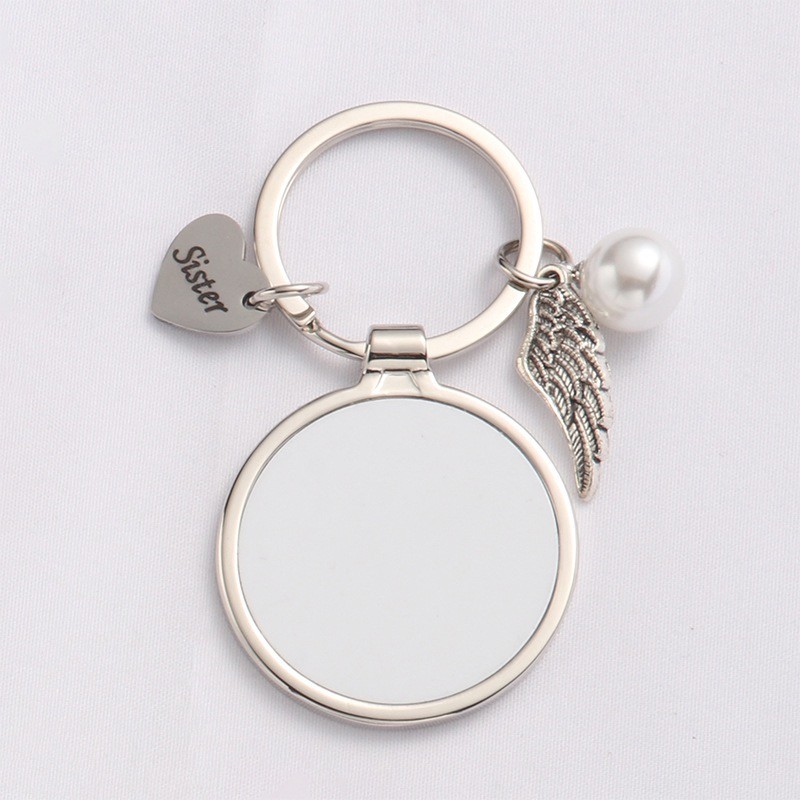 Round Sublimation Metal Keychain Pendant For Sublimation Photo Transfer Printing