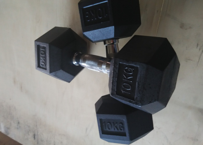10LBS Rubber Hexagon Dumbbells Rubber And Stainless Handles