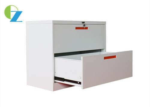 0.8mm Two Drawers Office Lateral File Cabinets With Red Steel Handle