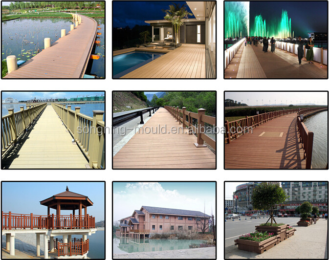 Outdoor Anti-UV Waterproof Plastic Wood Floor with Brushing Finish