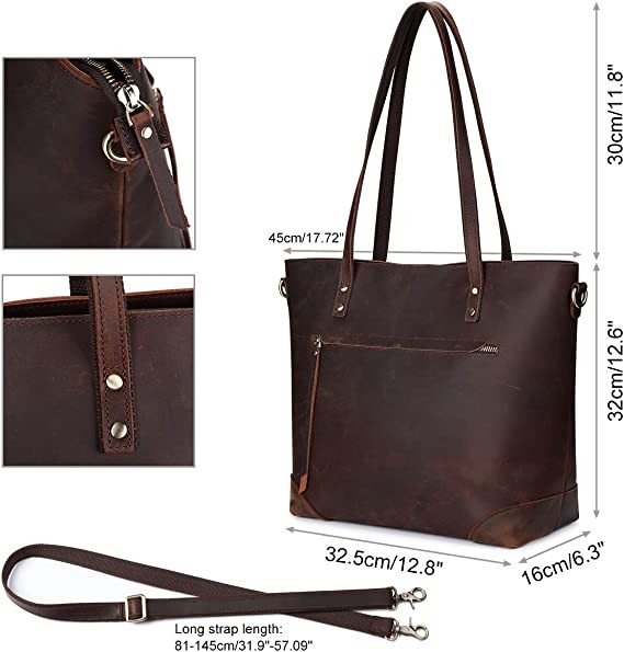 S-Zone PU Vintage Leather Shoulder Purse Bag Includes Drawstring