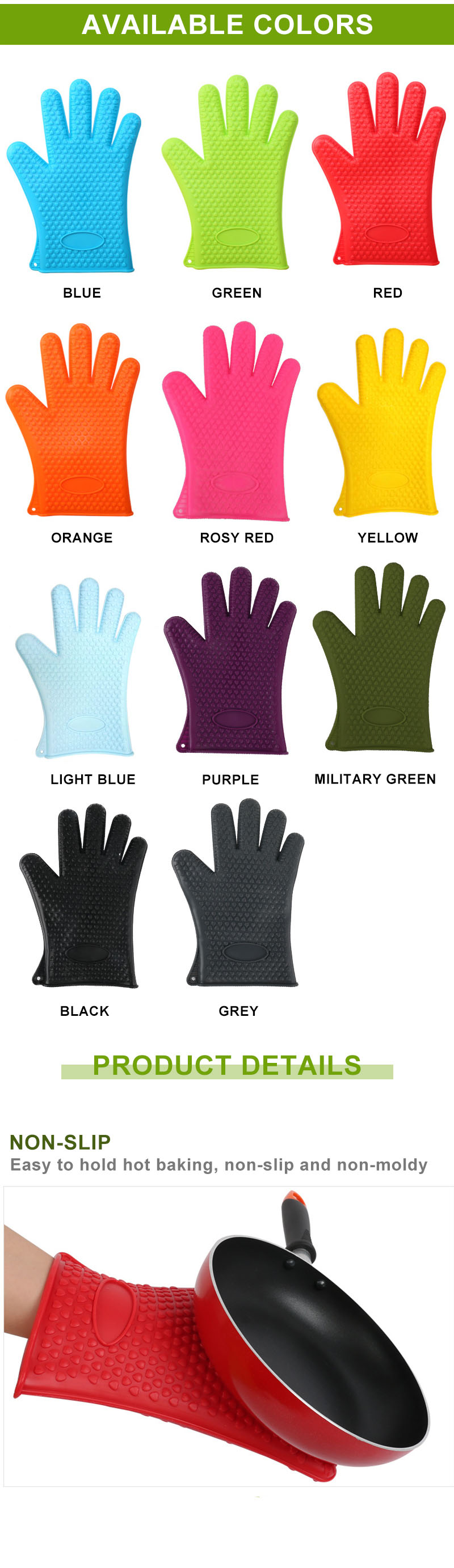 Non Slip Heat Resistant Silicone Microwave Oven Gloves