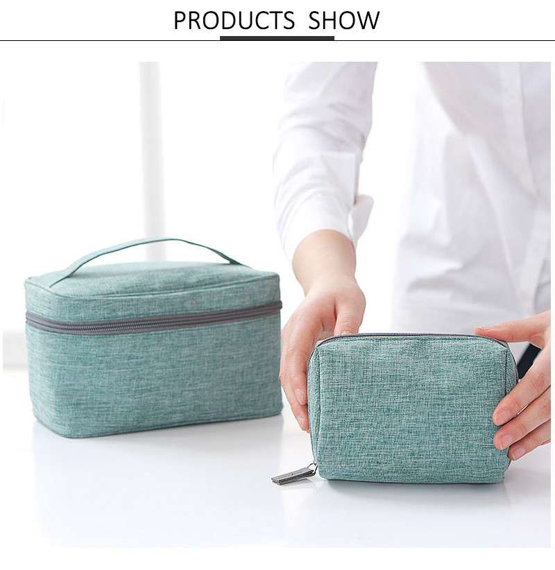 Zipper Travel Cylinder Bucket Polyester Cosmetic Bag