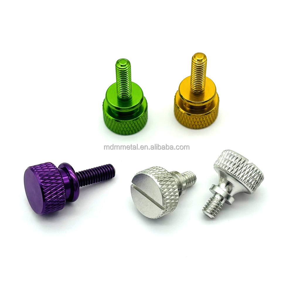 CNC Turning Milling Stainless Steel Anodized Aluminum Flat Head Knurled Thumb Screws