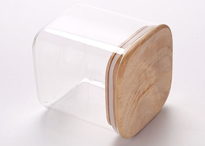 Borosilicate Empty Glass Jars Large Glass Food Storage Container With Airtight Bamboo Lids 1000ml
