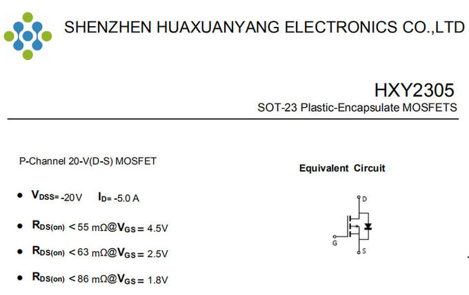 HXY2305-5A Mosfet Power Transistor