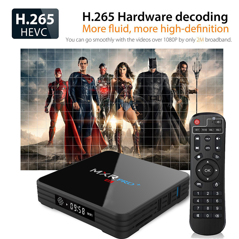 MXR PRO+ KODI 17.3 4GB/32GB Android 7.1.1 RK3328 4K HDR TV BOX 2.4G/5G WIFI LAN VP9 Bluetooth HDMI USB3.0 - Black