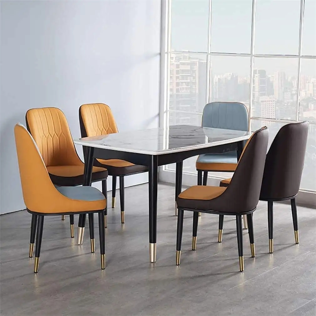 Italian Style Colorful Upholstered Parsons Chairs PU Leather For Home Restaurant