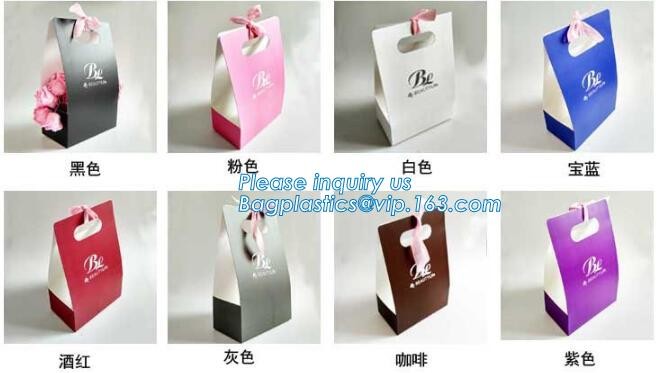 flower carrier bag for gift, paper bag for carry flower,Waterproof white Kraft paper flower bag for packing with ribbon
