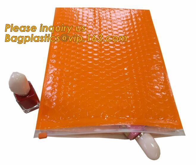 Holographic Factory Shiny gold Cosmetic bag Zipper Bubble Bag zip-lock Slider Padded Mailer metallic bubble zipper bagea