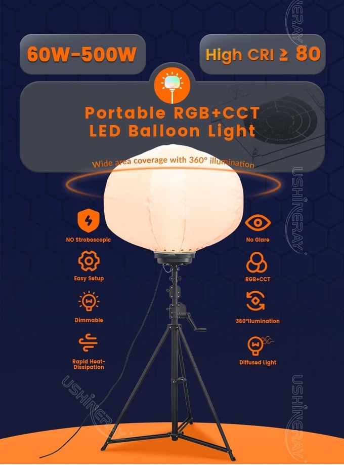 200W Mobile Lighting Tower Colorful Lighted Balloons For Party Event