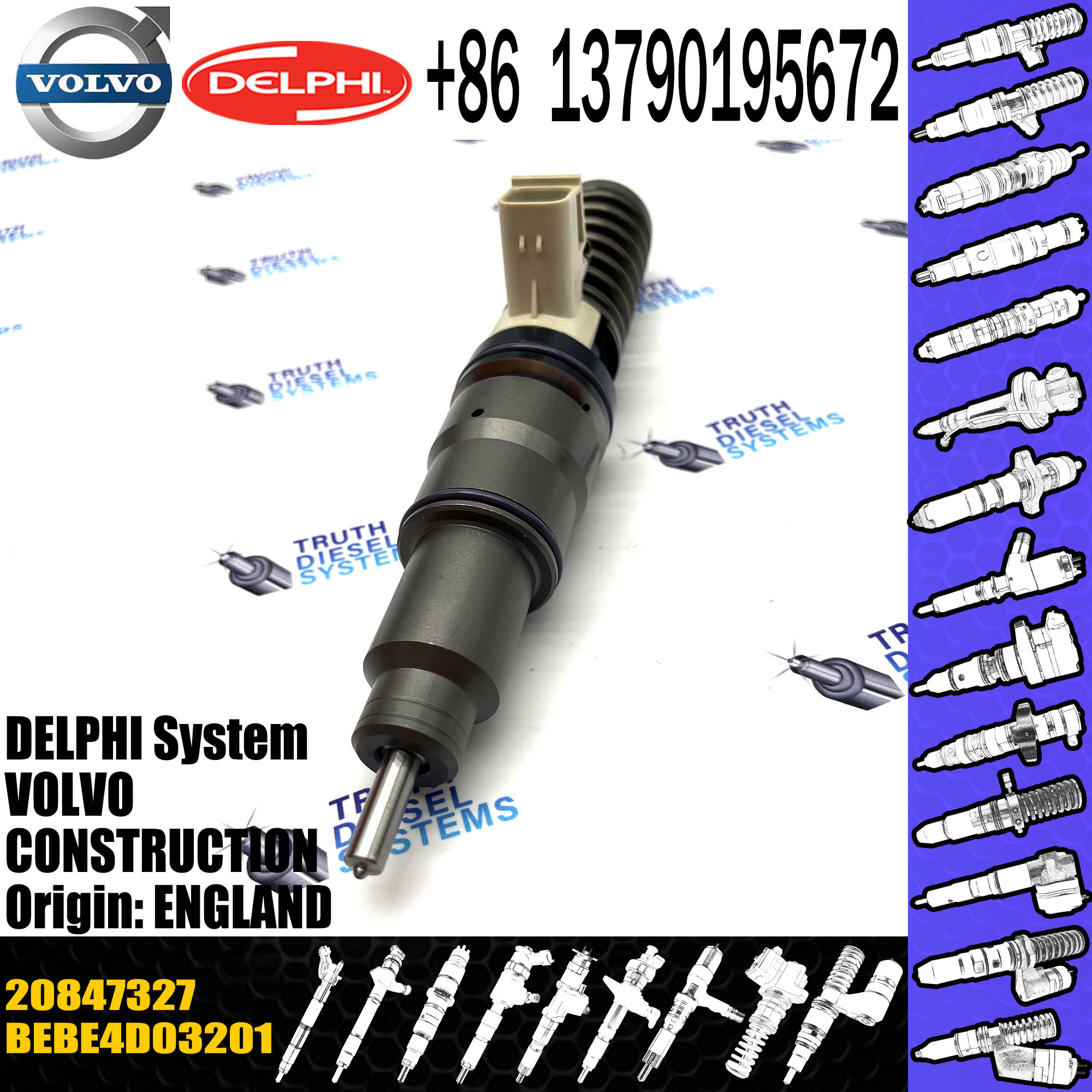 Common Rail Fuel injector 20847327 for Diesel BEBE4D03001 BEBE4D03101 BEBE4D03201 for VOL