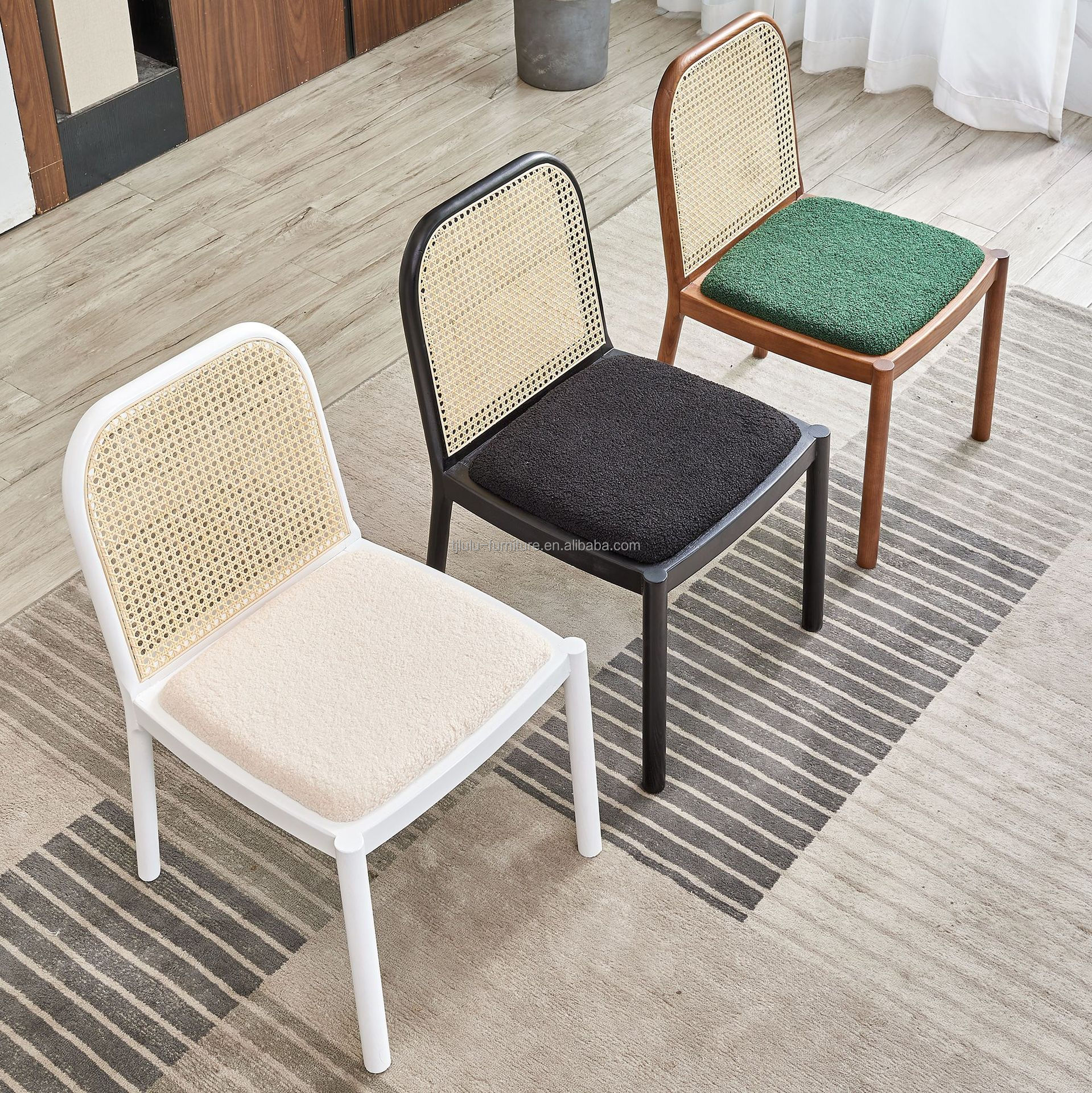 Modern Natural Rattan Solid Wood Dining Chair For Restaurant Dining Chair Dining Room Furniture Specific Dining Chair