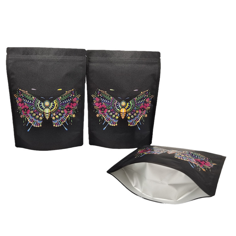 Customized Stand Up Pouch Biodegradable Kraft Paper Pouch with Hot Stamping Smell Proof Bags with Logo