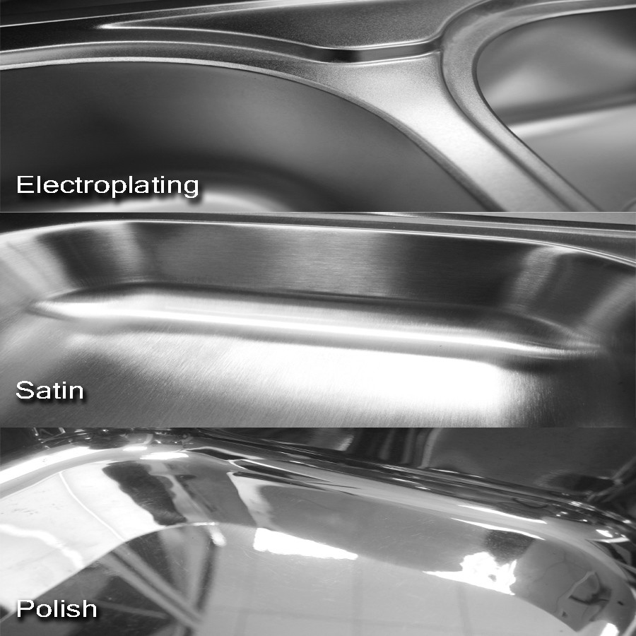 Chromium Nickel Single Bowl Kitchen Sink With Drainboard 22 GAUGE