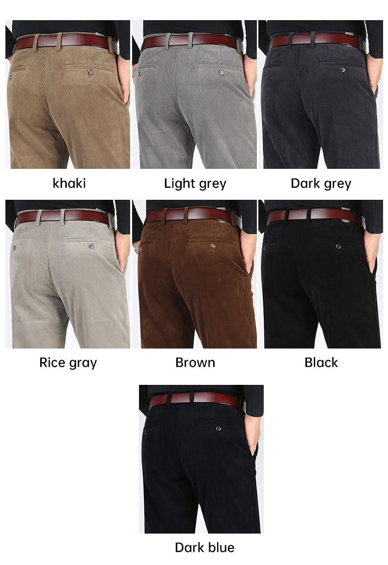 Autumn and Winter Casual Pants Plus Fleece Warm Winter Corduroy Thickened Loose Men Trousers