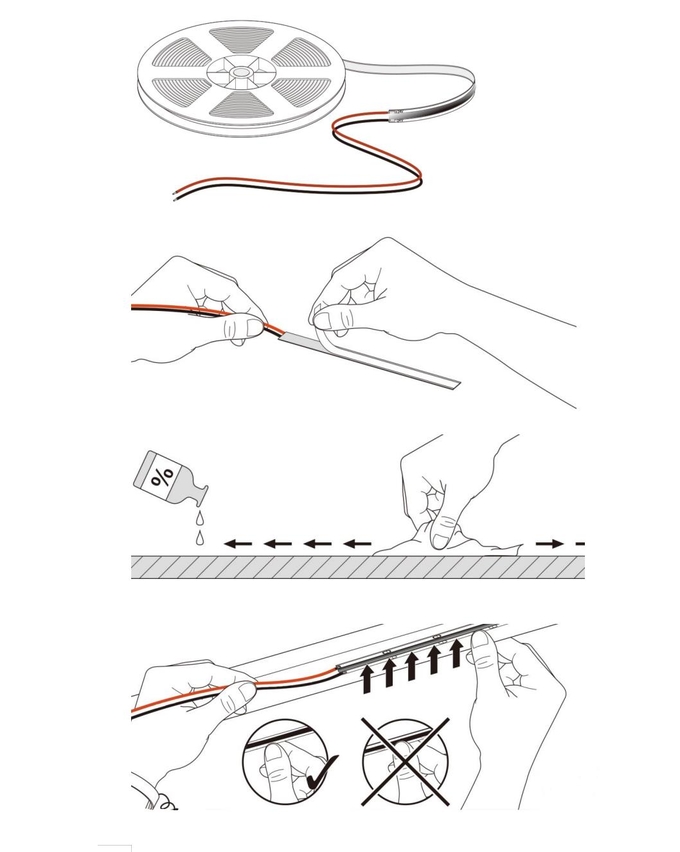 Flexible COB Dynamic White Strip Light CCT 2700K - 6500K 17.2w 0