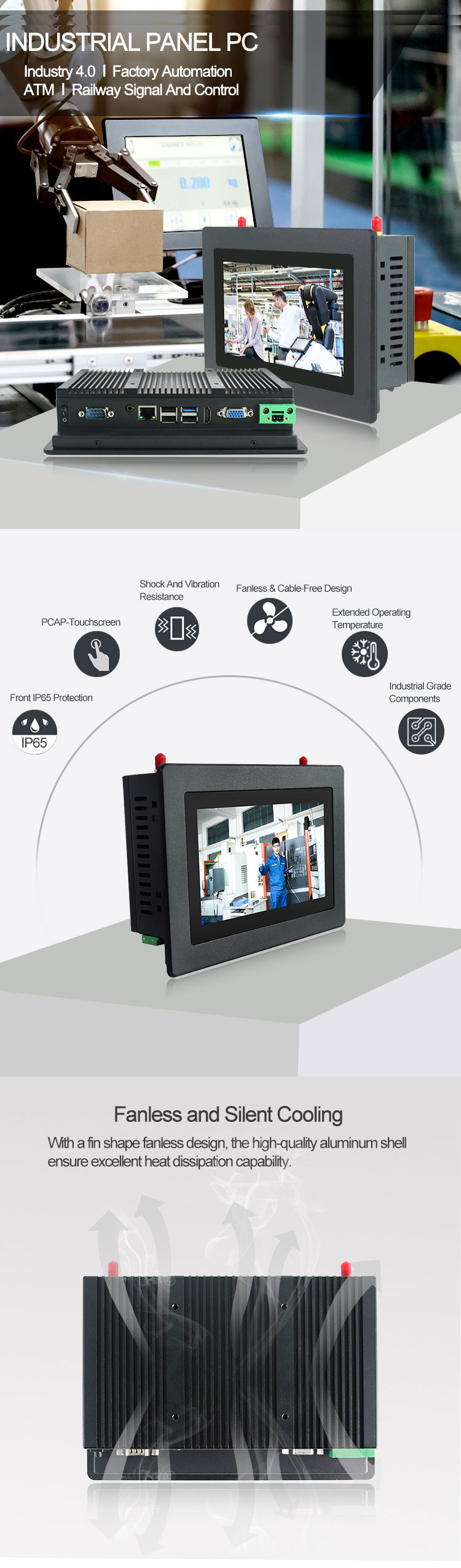 500 Nits PCAP Flat Bezel 7 Inch Panel Pc , Celeron Industrial Touch Screen Computer