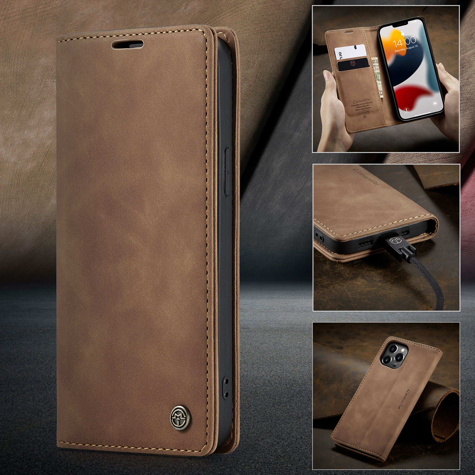 CaseMe 15 Ultra Luxury Wallet Case Card Magnetic Holder TPU Leather Back Cover For Iphone 15 Pro Phone Case