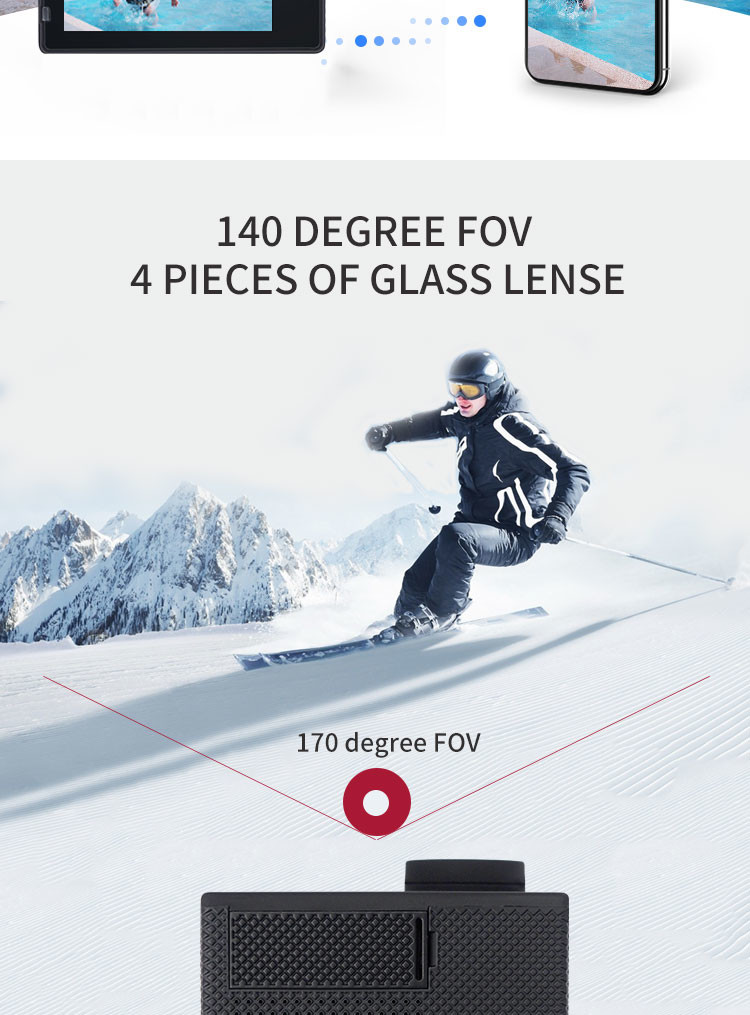 90 Degree 30fps Sports Cam HD 720p Waterproof 30m 200mah Action