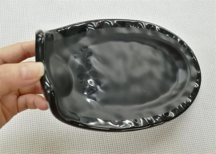 Length 25cm Weight 384g Porcelain Dinnerware Sets Boat-shape Black Melamine Plate
