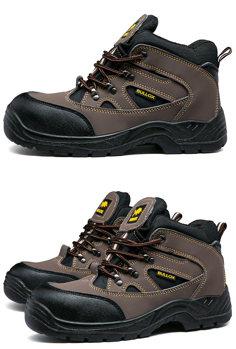 Security Work Boots Oxford Cloth Safety Boots PU Injection Sole Steel Plate Anti-proof Work Shoes For Men